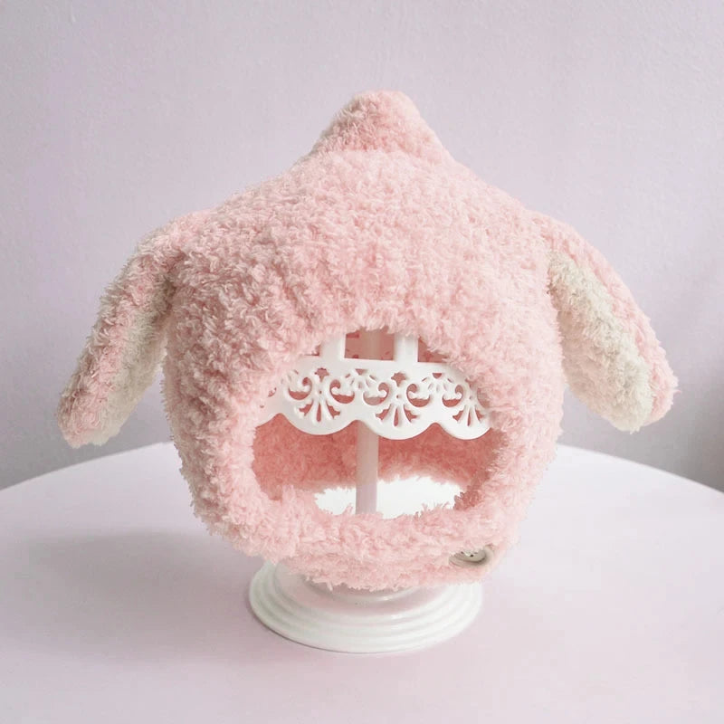 Chapeau en peluche avec oreilles de lapin pour bébé, bonnet pour bébé, bonnet à oreillettes, dessin animé coréen, chaud, mignon, garçon, fille, enfants, automne, hiver