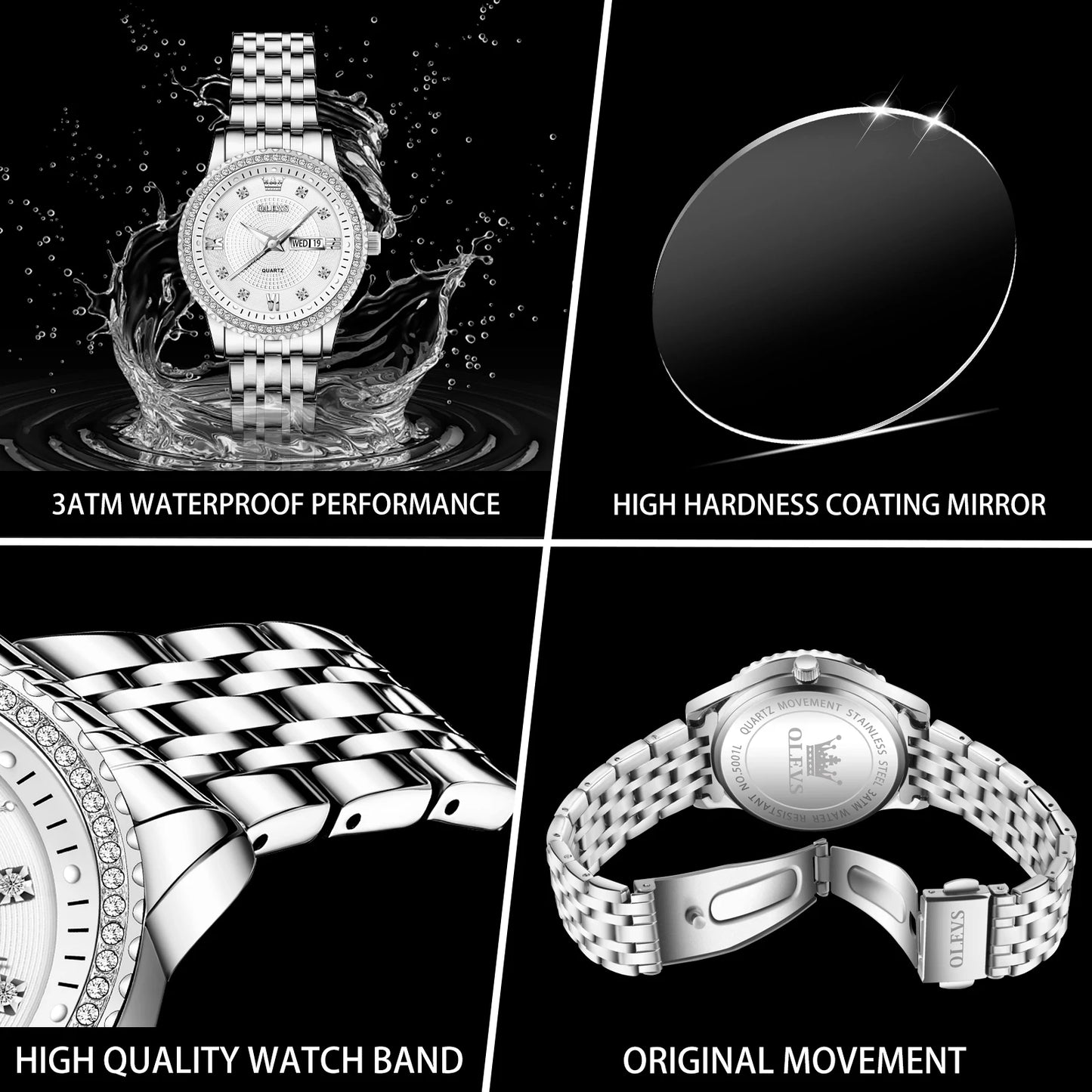 OLEVS-Montre à quartz étanche pour femme, montre-bracelet, calendrier, haute qualité, design élégant, luxe, tendance, original