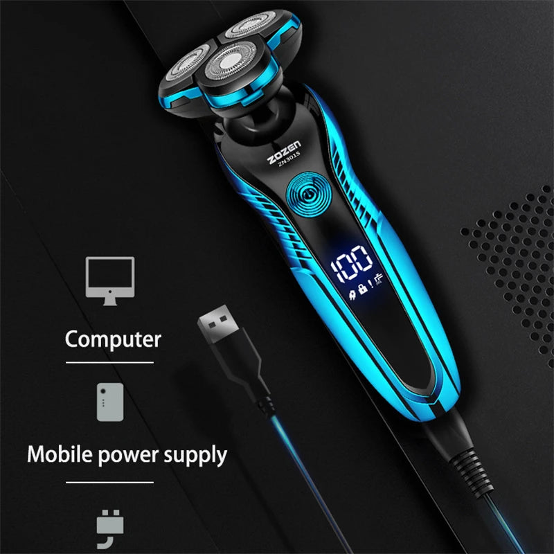 ZOZEN rasoir électrique rasoir électrique Rechargeable tondeuse à cheveux coupe Machine à raser pour hommes tondeuse à barbe humide-sec double usage