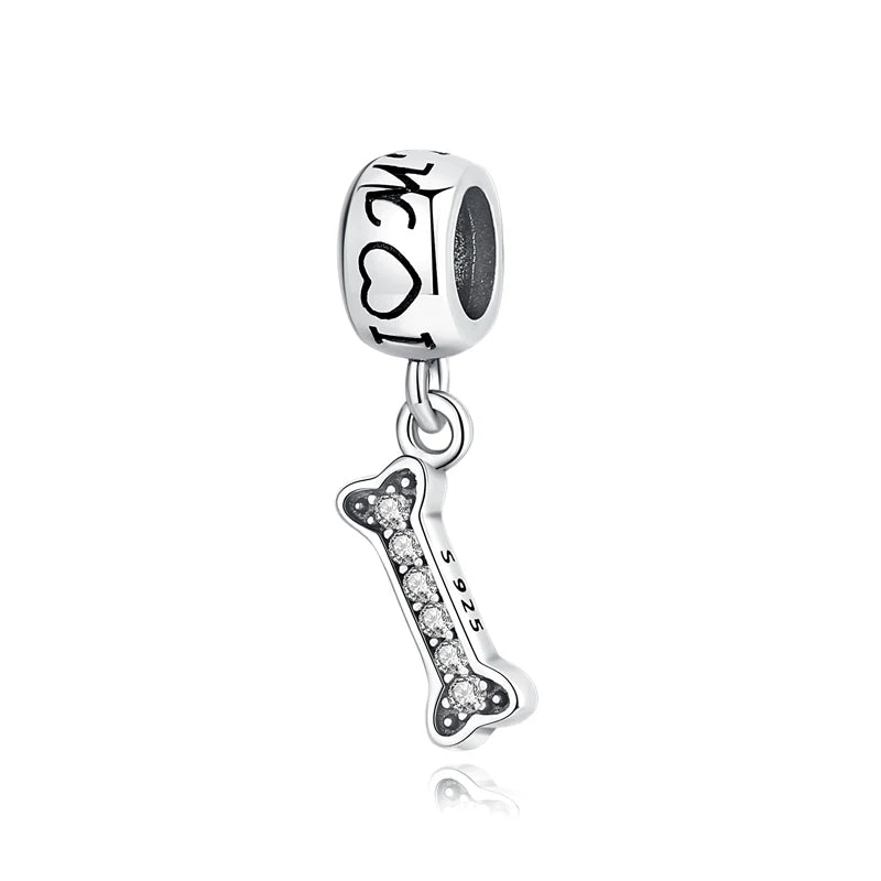 Original 925 en argent Sterling breloque perle amour chien chat patte Panda luciole pendentif breloques idéal pour bracelet colliers femmes bijoux