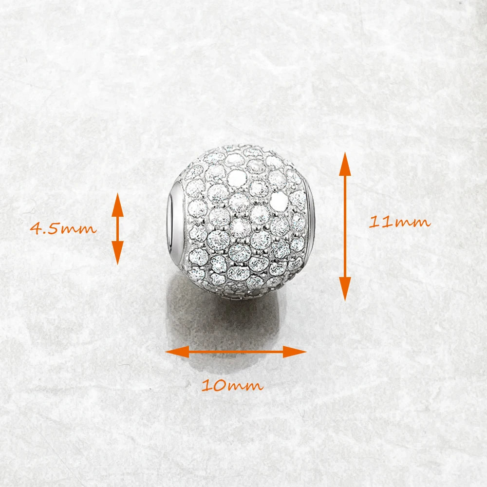 Perles blanches pavées de marque en argent Sterling 925 et CZ, accessoires de bijoux européens, cadeau pour femmes et hommes