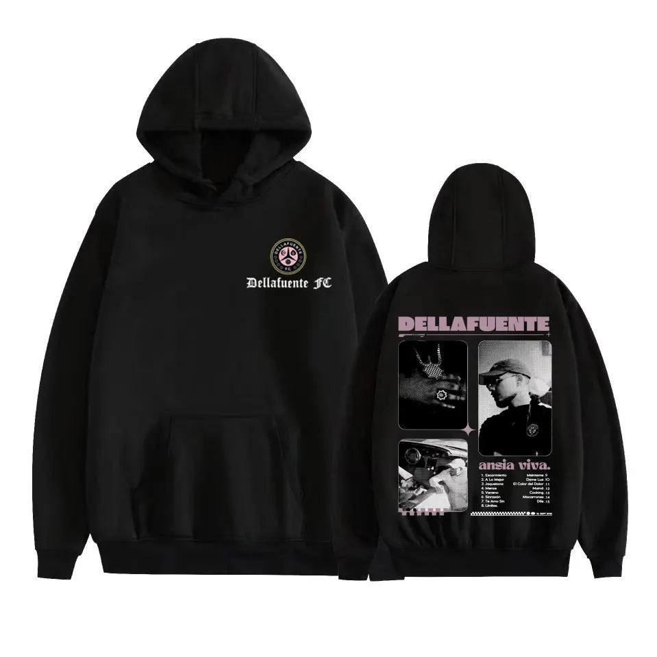 Rappeur Dellafuente Album Tour 2025 graphique pull hommes vêtements mode Hip Hop musique sweat haute qualité surdimensionné sweats à capuche