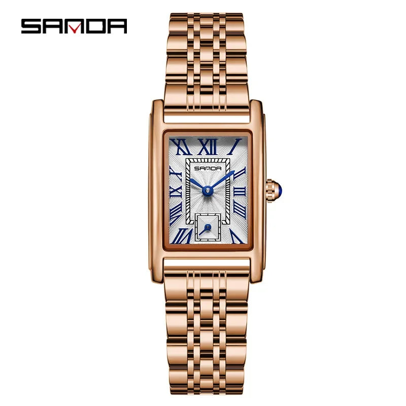 Sanda-Montre-bracelet analogique à mouvement à quartz pour femmes d'affaires, 1116 degrés, design élégant, cadran rectangulaire, eau, nouvelle mode, 2024