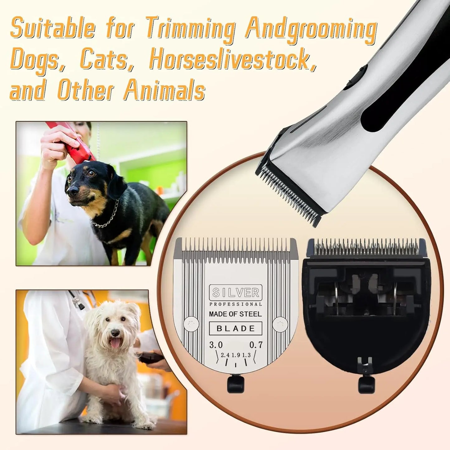 GEEMY 7190 Lame réglable professionnelle 5 en 1 pour animaux