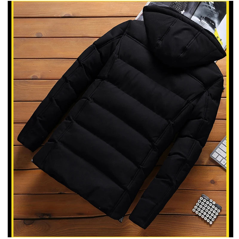Parkas épais et chauds pour hommes, manteaux thermiques rembourrés à la mode, coupe-vent classique d'extérieur, vestes à capuche, vêtements de marque, hiver