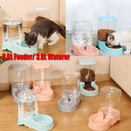 Mangeoire automatique pour animaux de compagnie, 3,8 l PP, fontaine à eau pour animaux de compagnie, bol à clics, grand distributeur de nourriture pour chat et chien