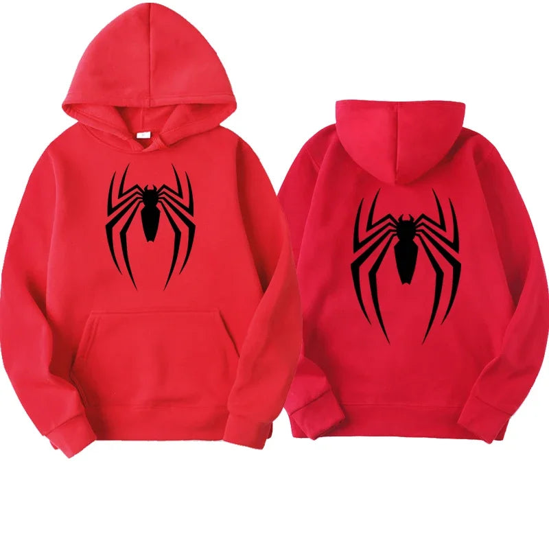 Sweat à capuche pour hommes, mode de rue, imprimé araignée, polaire, décontracté, drôle, ample, spiderman, vêtements pour hommes, nouvelle collection 2024