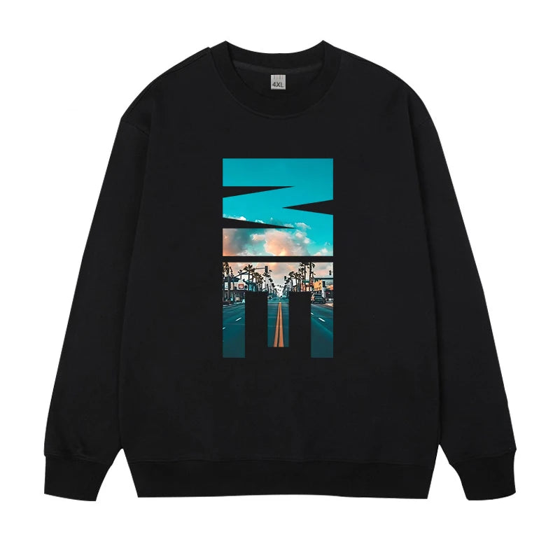 Grande taille hommes sweat pulls pull surdimensionné 6XL 7XL homme col rond manches longues imprimé noir hauts amples vêtements masculins