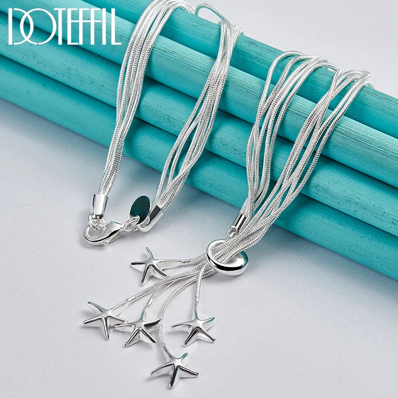 DOTEFFIL 925 en argent Sterling cinq serpent chaîne étoile de mer collier pour les femmes de fiançailles de mariage bijoux de mode
