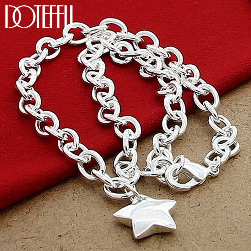 DOTEFFIL 925 pendentif étoile en argent Sterling 18 pouces chaîne collier pour femme mariage fiançailles bijoux de mode