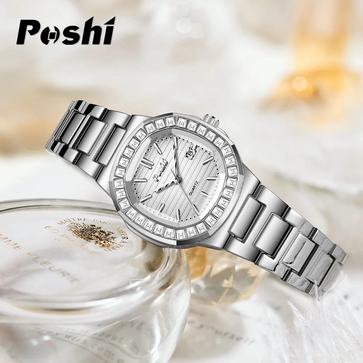 POSHI montres à Quartz pour femmes cadran en cristal avec Date décontracté