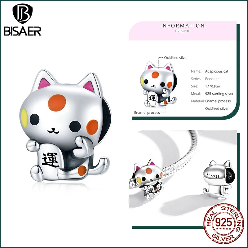 BISAER 925 en argent Sterling mignon chien breloque perle teckel animal de compagnie pendentif platine plaqué ajustement femmes Bracelet à bricoler soi-même bijoux fins