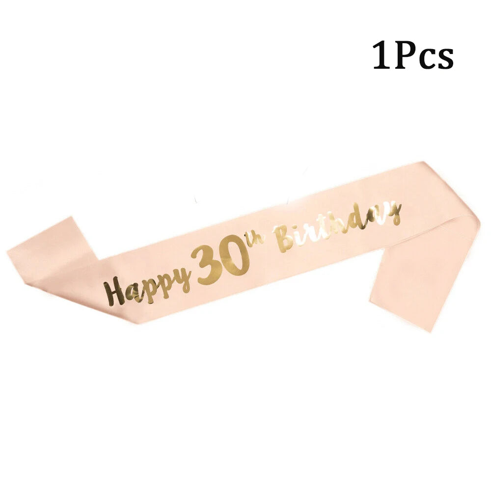Pailles en papier à rayures dorées, 1 sac, numéro 30e 40e 50e 60e, lunettes à ceinture, pailles à boissons joyeux anniversaire pour adultes, décoration de fête en ballon