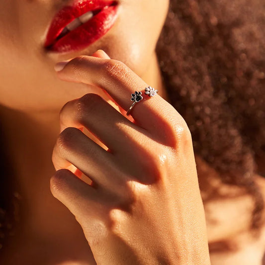 WOSTU-Bagues ajustables en argent regardé 925 pour femme, bijoux originaux empilables, taille ouverte