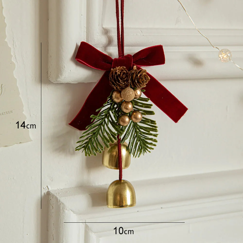 Pendentif de décoration de noël pour la maison, petit nœud de cloche, fournitures de décoration d'ambiance Festive, décoration de porte suspendue de voiture, cadeau du nouvel an