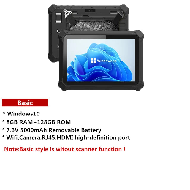 Tablette industrielle robuste Windows 10, Wi-Fi, Bluetooth, RJ45, HDMI, EAU OJ, 5000mAh, grande batterie
