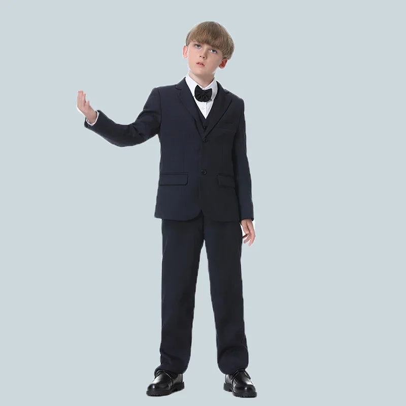 Costumes formels pour garçons, 3 pièces, pour mariage, Costume d'hôte de fête pour enfants, Blazer bleu, gilet, pantalon, vente en gros, printemps-automne