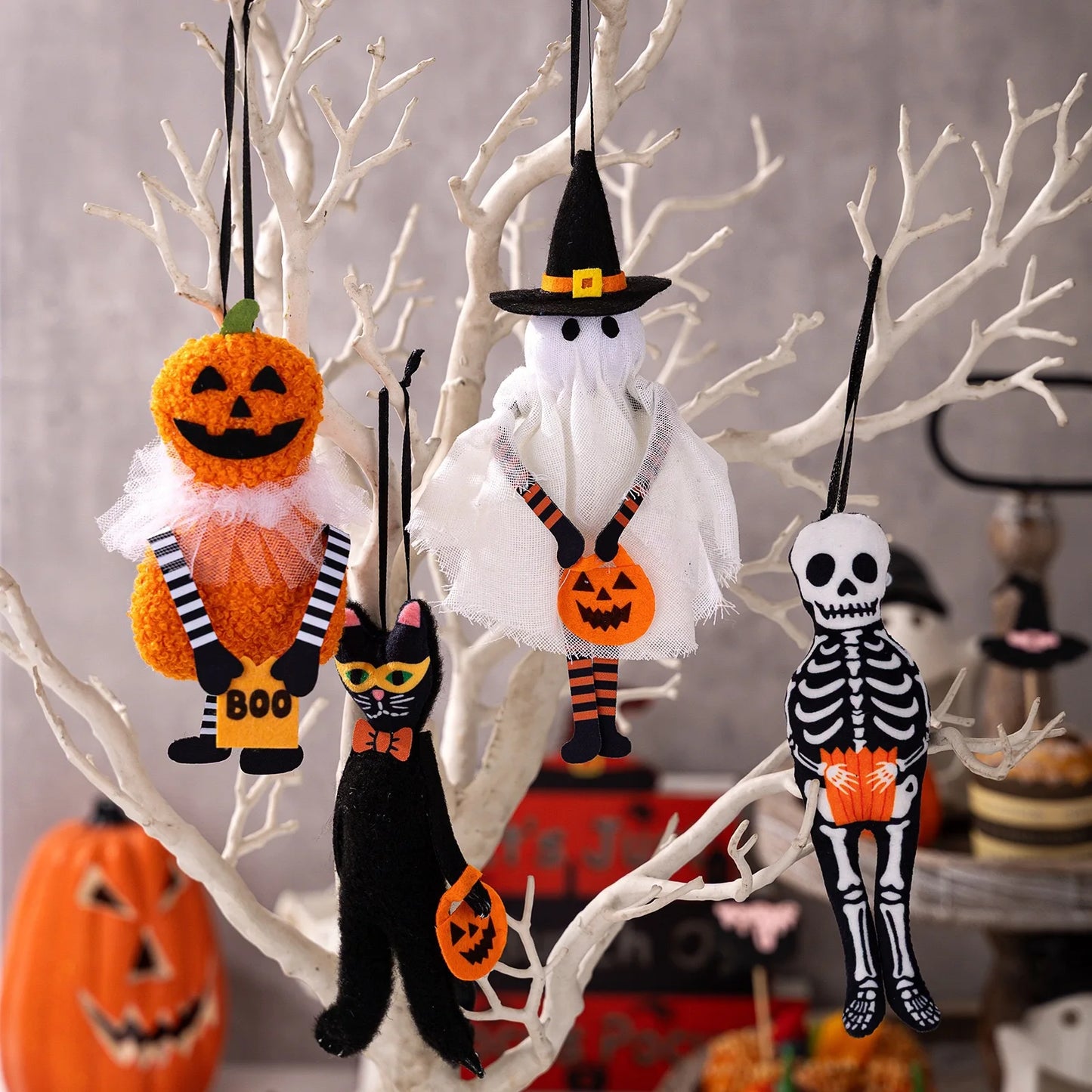 Pendentif décoratif suspendu pour Halloween, citrouille, chat noir, fantôme, crâne, ornement pour fête, jour des morts, décoration d'halloween pour la maison