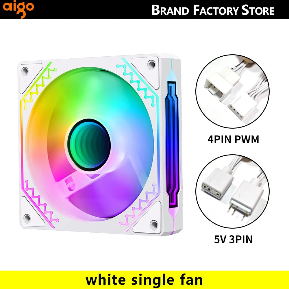 Aigo PC boîtier ventilateur Gamer ordinateur 120mm RGB Kit ventilateurs 4PIN PWM refroidisseur d'eau CPU ventilateur de refroidissement 3pin5v espace illimité Argb ventilateur
