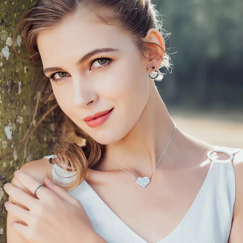 Bamoer véritable 925 en argent Sterling Double cercle noir clair CZ empilable bague pour les femmes en argent fin bijoux cadeau SCR082