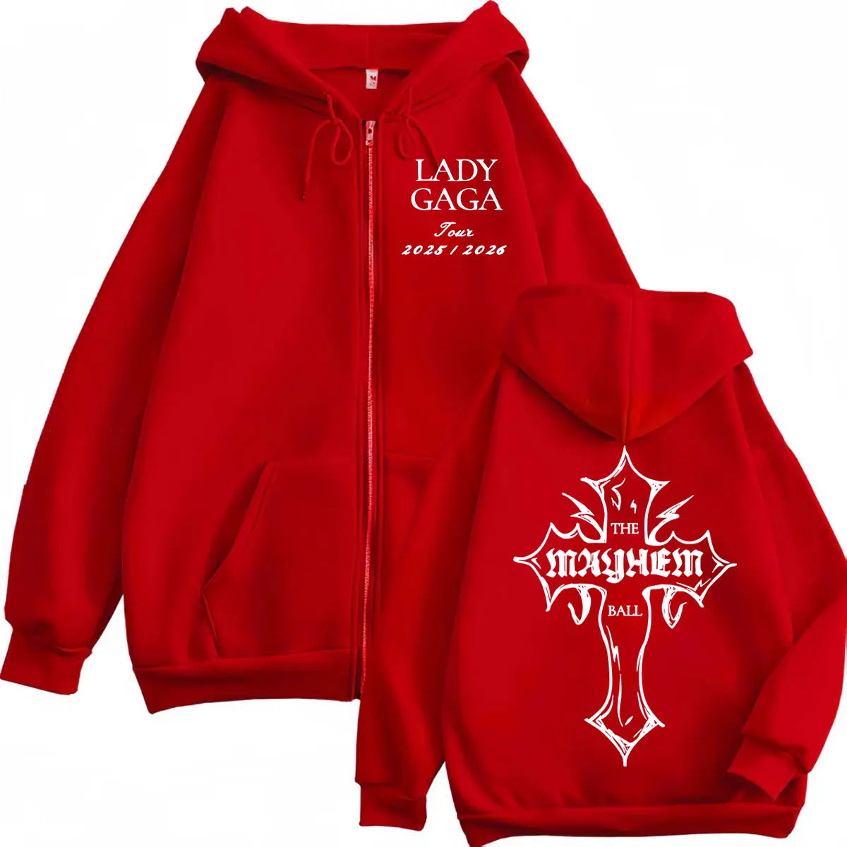 Lady Gaga The Mayhem Ball Tour 2025 sweat à capuche avec fermeture éclair hommes femmes haute qualité mode sweat à capuche décontracté ample polaire pulls