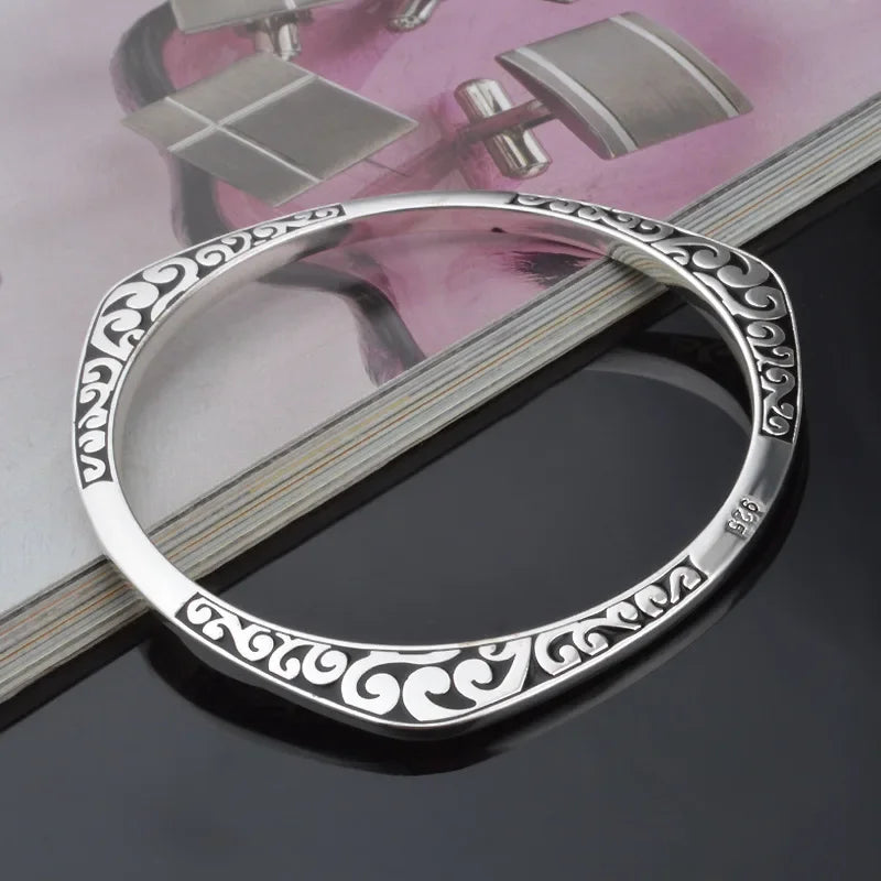 Nouveauté 925 Bracelets tibétains en argent Sterling femmes manchette Bracelet Bracelet offre spéciale de luxe avec timbre bijoux