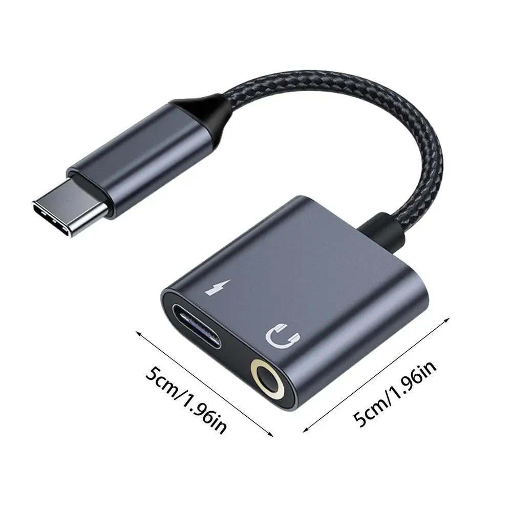 Adaptateur de téléphone de sauna de type C pour touristes, 2 en 1, répartiteur USBC, prise AUX, tête de prise 3.5mm, câble audio