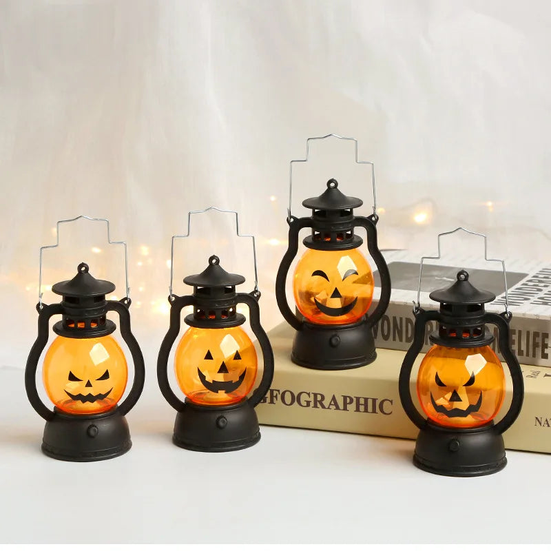 Lanterne à Citrouille LED pour Halloween, Lumière Fantôme, Bougie Rétro, Petite Lampe à Huile, Décoration de Maison, Accessoires d'Horreur