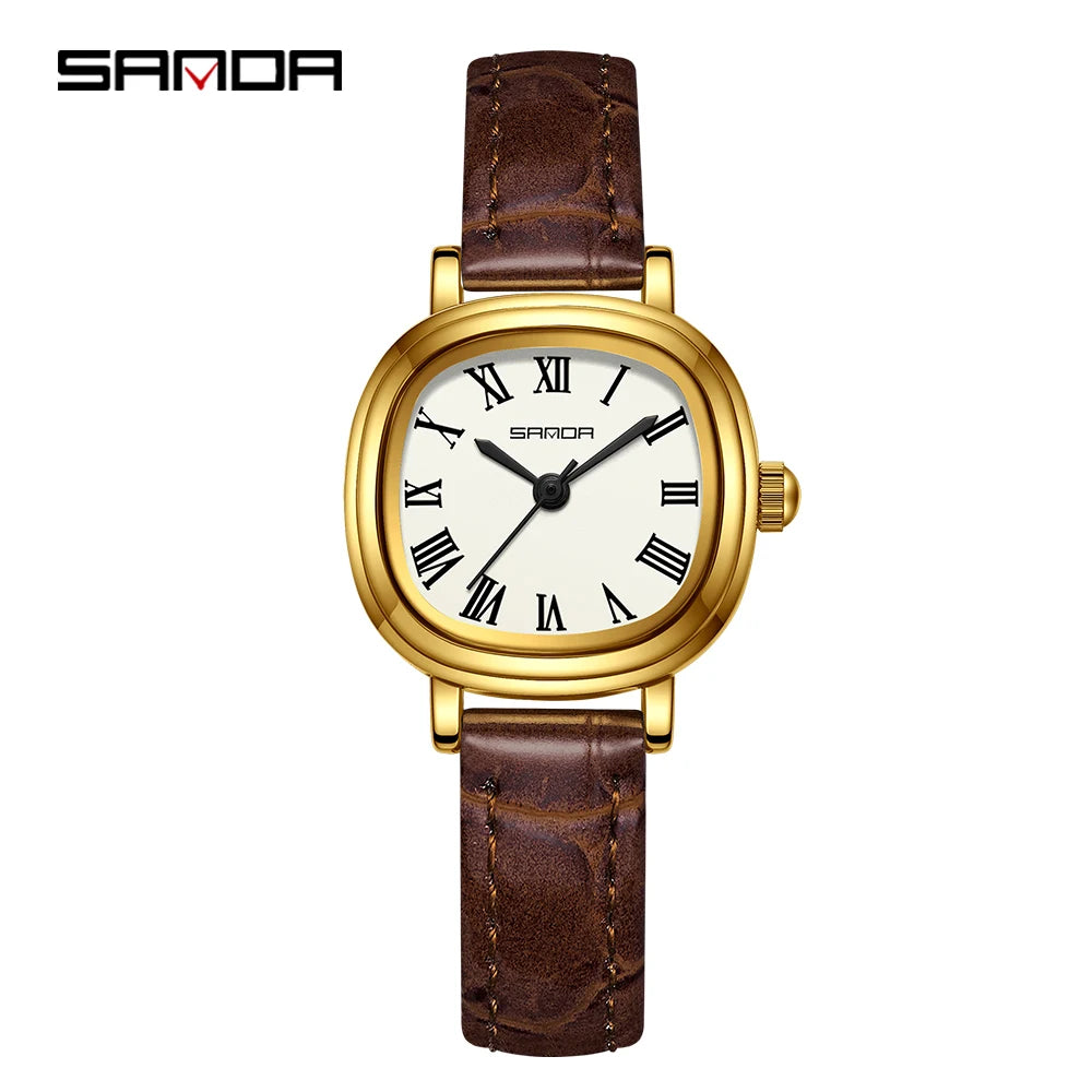 SANDA 1137 mode femmes Quartz élégant or Rose Simple romain bracelet en acier inoxydable