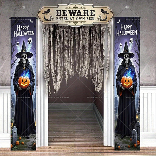 Bannière fantôme effrayante d'halloween,