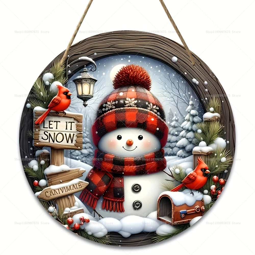 Panneau de porte en bois avec décorations de noël, 1 pièce, charmant bonhomme de neige, panneau de bienvenue suspendu en bois pour porte d'entrée, décoration murale de la maison