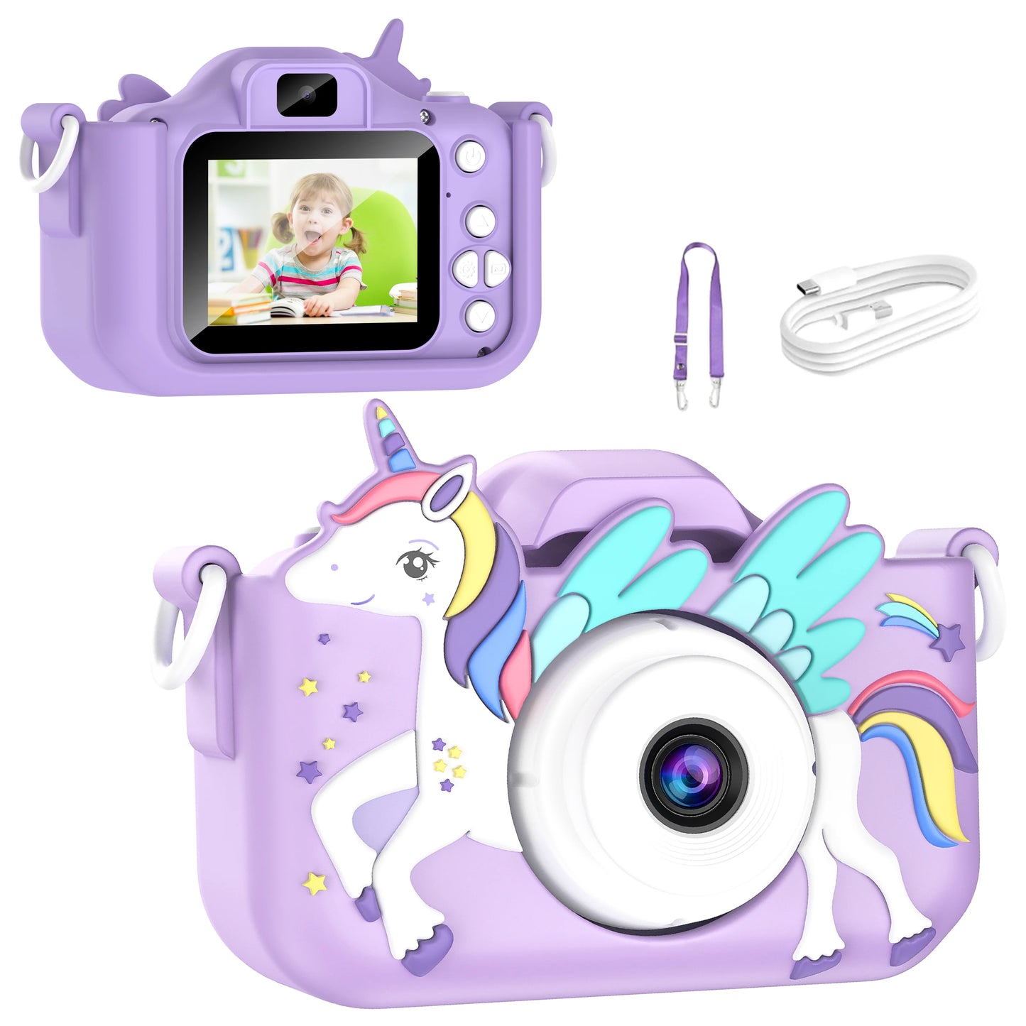 Belle licorne enfants Mini appareil photo numérique peut prendre des photos vidéo petite caméra photographie enfants cadeau d'anniversaire enfants jouets