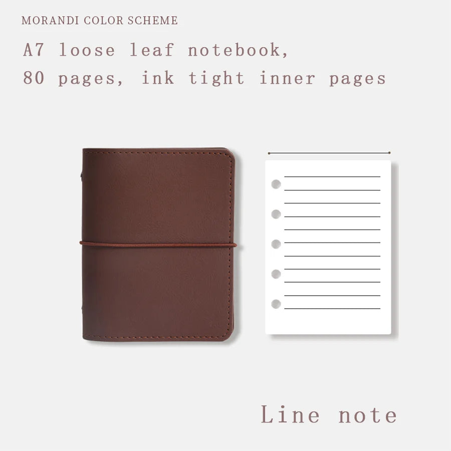 Cahier A7 à Feuilles Mobiles en Cuir Souple,