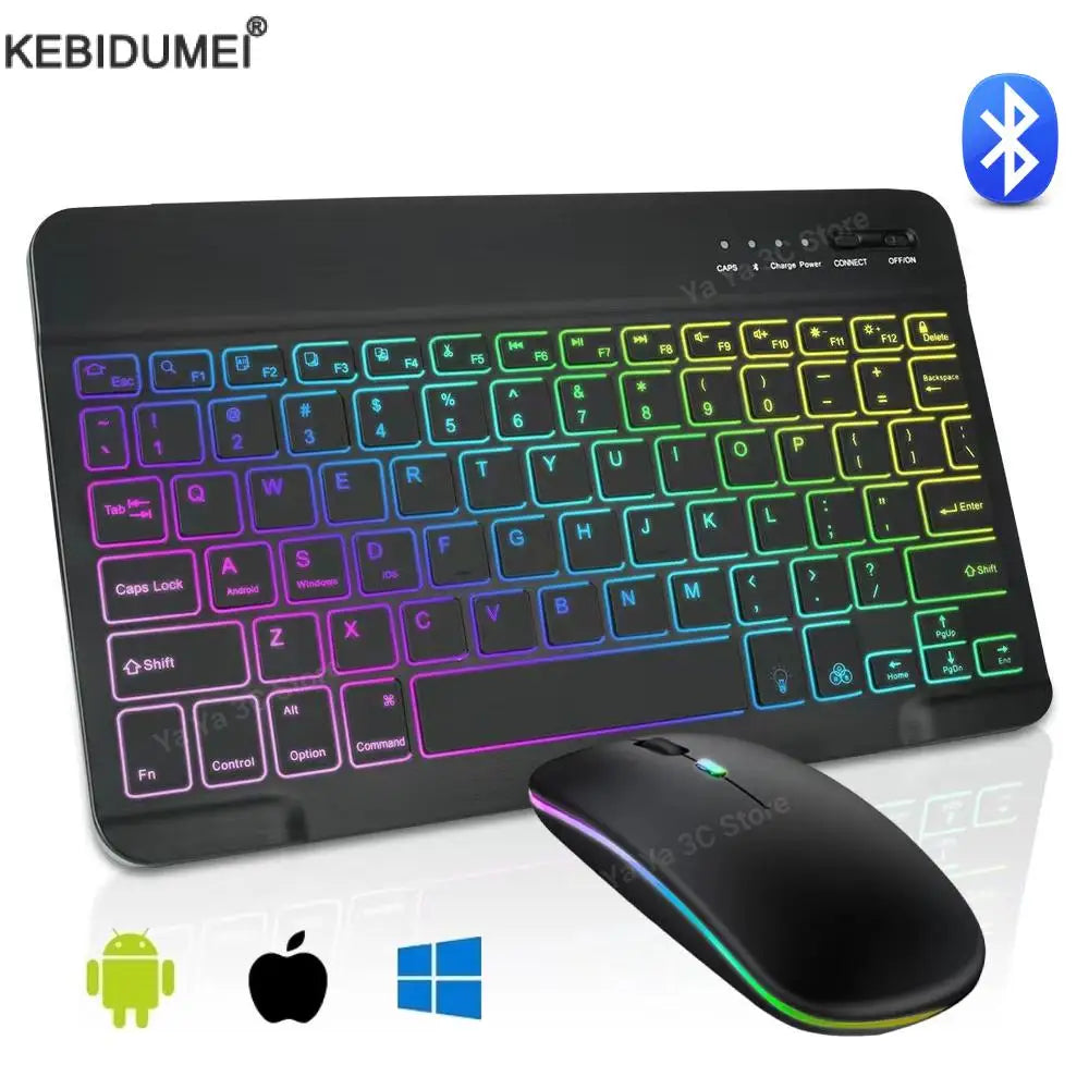 Rétro-éclairage Bluetooth clavier souris rvb clavier sans fil rétro-éclairé clavier anglais Rechargeable pour IOS Android Windows iPad