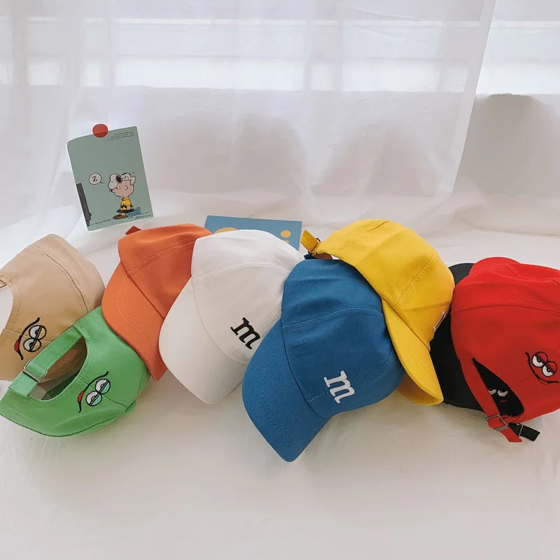 Casquette de baseball brodée lettre M pour enfants, chapeau de soleil pour bébé, casquettes à visière pour tout-petits, printemps, été, fille, garçon
