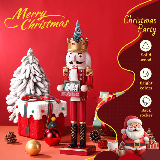 Casse-noisette de noël 40CM, couronne d'arbre de noël, calendrier, article décoratif, artisanat en bois, décoration de Festival pour la maison ou le bureau