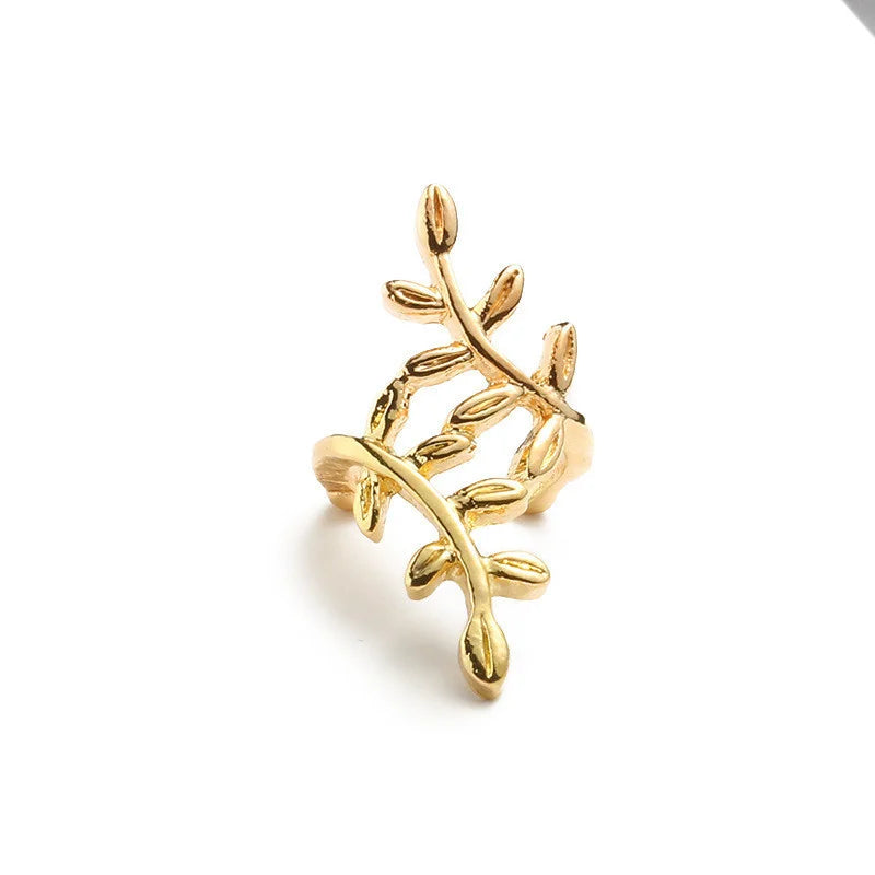Boucles d'oreilles à Clip en feuilles pour femmes, couleur or, feuille en métal,