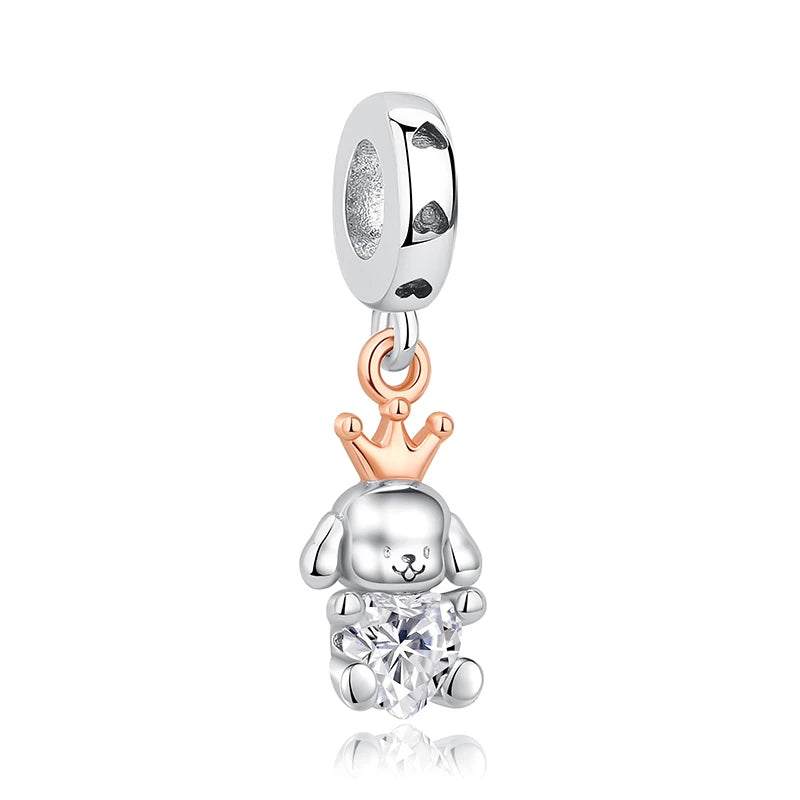 Original 925 en argent Sterling breloque perle amour chien chat patte Panda luciole pendentif breloques idéal pour bracelet colliers femmes bijoux