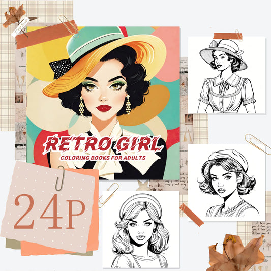 Livre de coloriage rétro pour filles, pour adultes et adolescents, 24 pages, anti-Stress, tue le temps, peinture Graffiti, dessin, cadeaux d'halloween