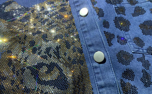 Mode 2 pièces ensembles femmes tenues dessin animé léopard diamants Denim pantalon ensemble été décontracté Cardigan à manches courtes Cowboy survêtement