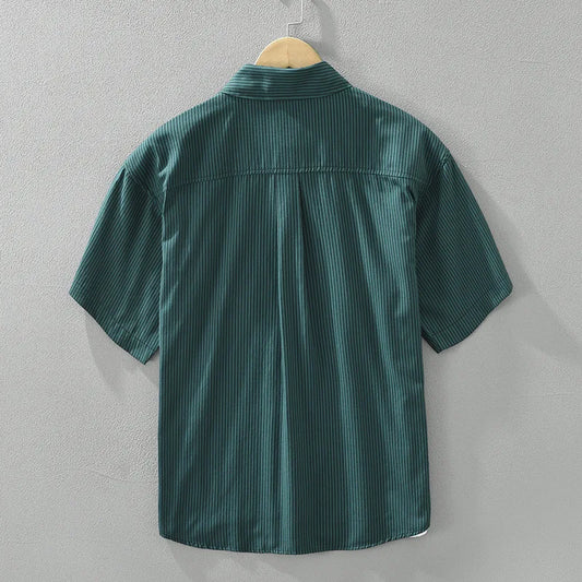 Chemises Cargo à Rayures en Pur Coton pour Homme, Vêtement à Manches Courtes, Fin et Confortable, Streetwear, Nouvelle Collection Printemps Été, CM8052