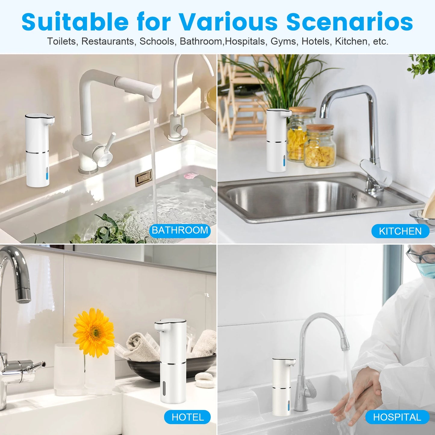 Distributeur automatique de savon en mousse, capteur sans contact, Machine à mousse intelligente USB, pompe distributrice de savon liquide infrarouge de 300ML, désinfectant pour les mains