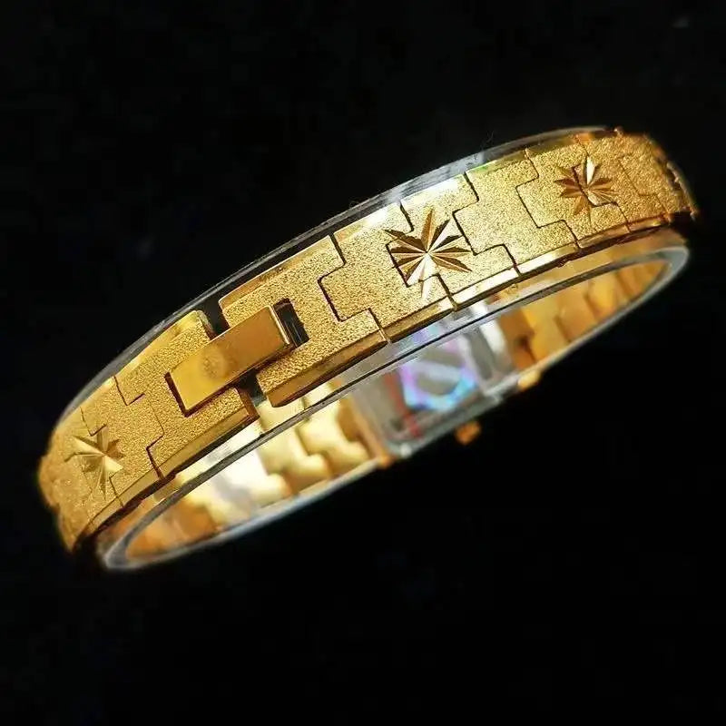 montre pour femme montre en or 24K incrusté de diamants petits modèles sculptés rétro luxueux