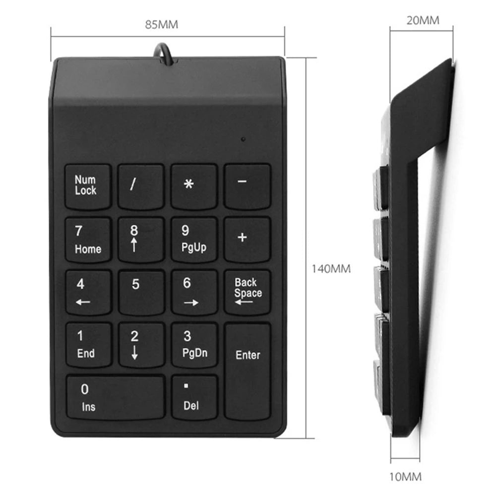 Mini clavier numérique filaire USB sans fil, pavé numérique pour la comptabilité, caissier bancaire, ordinateur portable, ordinateur portable, tablettes, 18 prédire