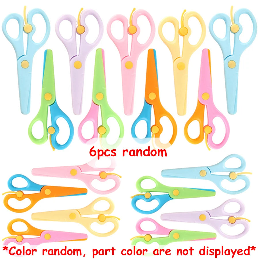 Ciseaux de sécurité de couleur en plastique, Anti-pincement, artisanat, coupures de papier de bureau, ciseaux assortis, outils de coupe de papier, 6 à 12 pièces