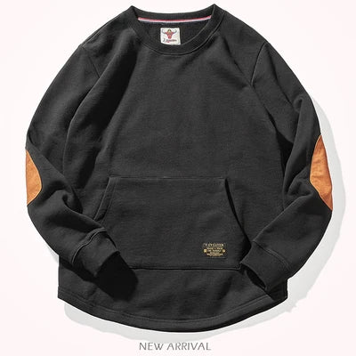 Sweat-shirt kangourou en velours pour homme, nouveau, rétro américain, lourd, poches, Simple, pur coton lavé, vêtement de sport décontracté, automne et hiver