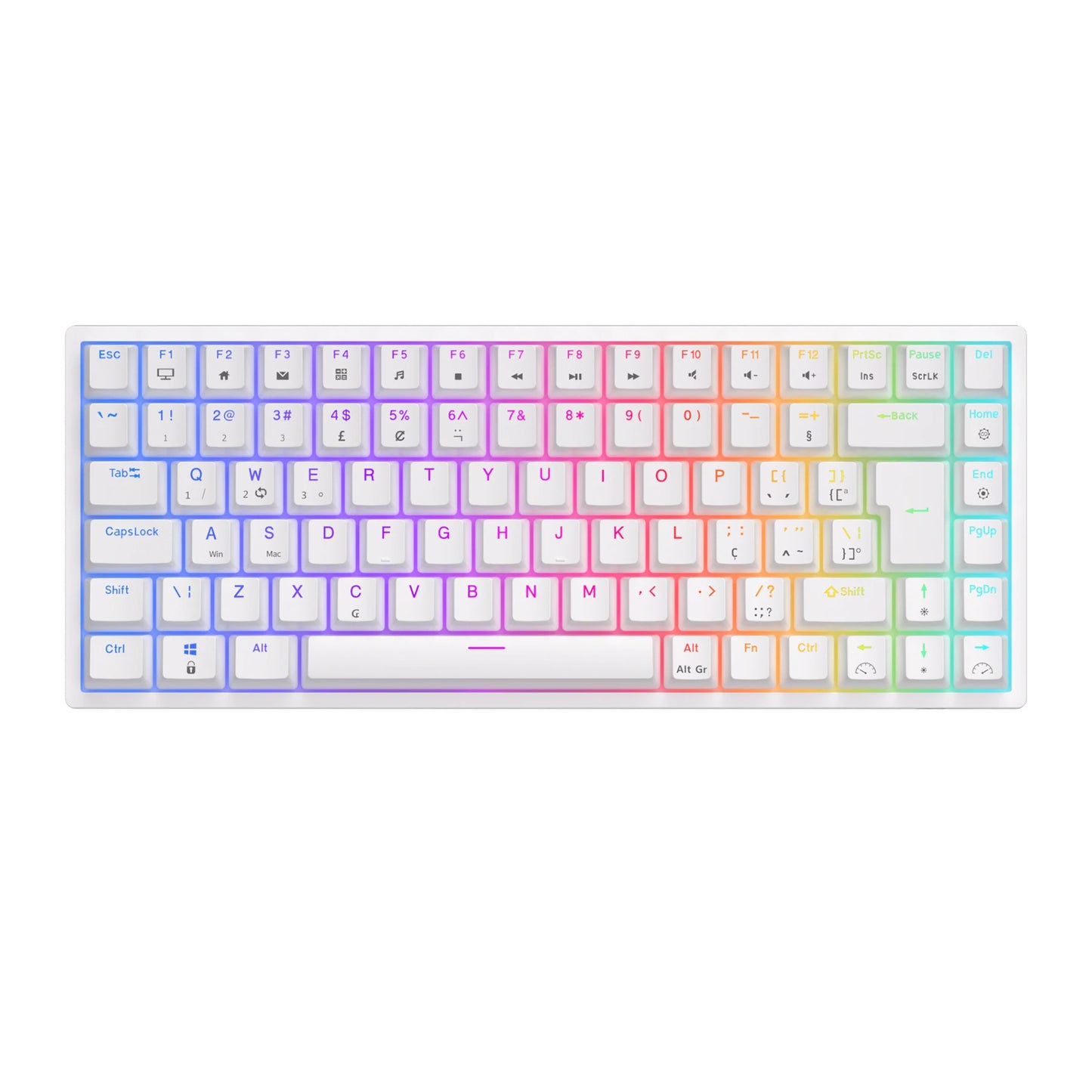 RK84 RK ROYAL KLUDGE clavier de joueur sans fil espagnol brésilien Tri-mode BT5.0/2.4G/USB-C 75% clavier mécanique Bluetooth rvb