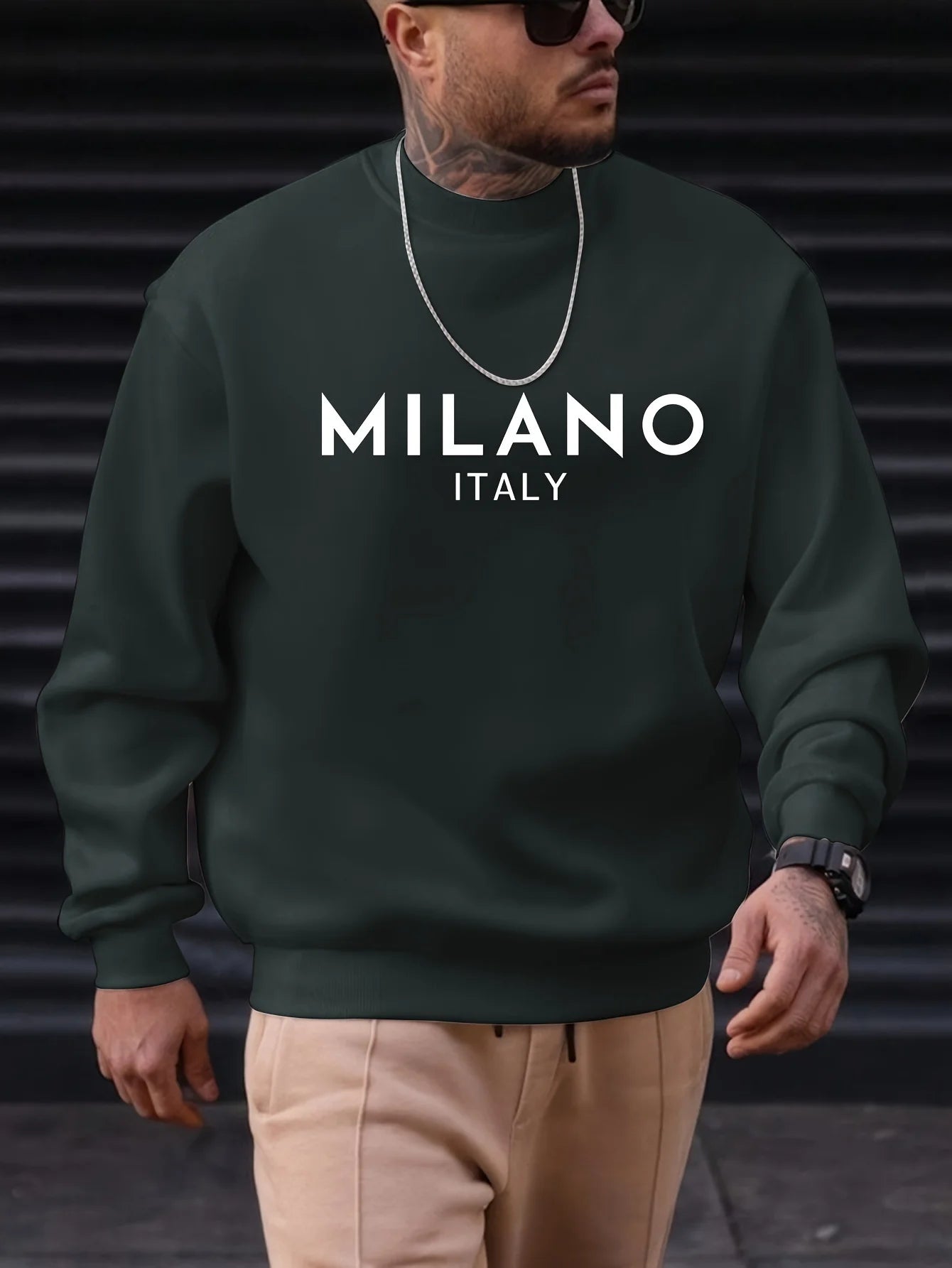 Sweat-shirt à manches longues et col rond pour homme, ample et décontracté, imprimé MILANO ITALIA, à la mode, automne et hiver
