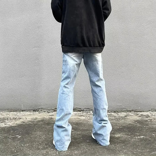 Jeans évasés baggy déFlexrétro pour hommes, pantalons en denim à jambes larges, streetwear Hip Hop, droit, fermeture éclair, mode Y2K, fjRopa zones bre, 2023