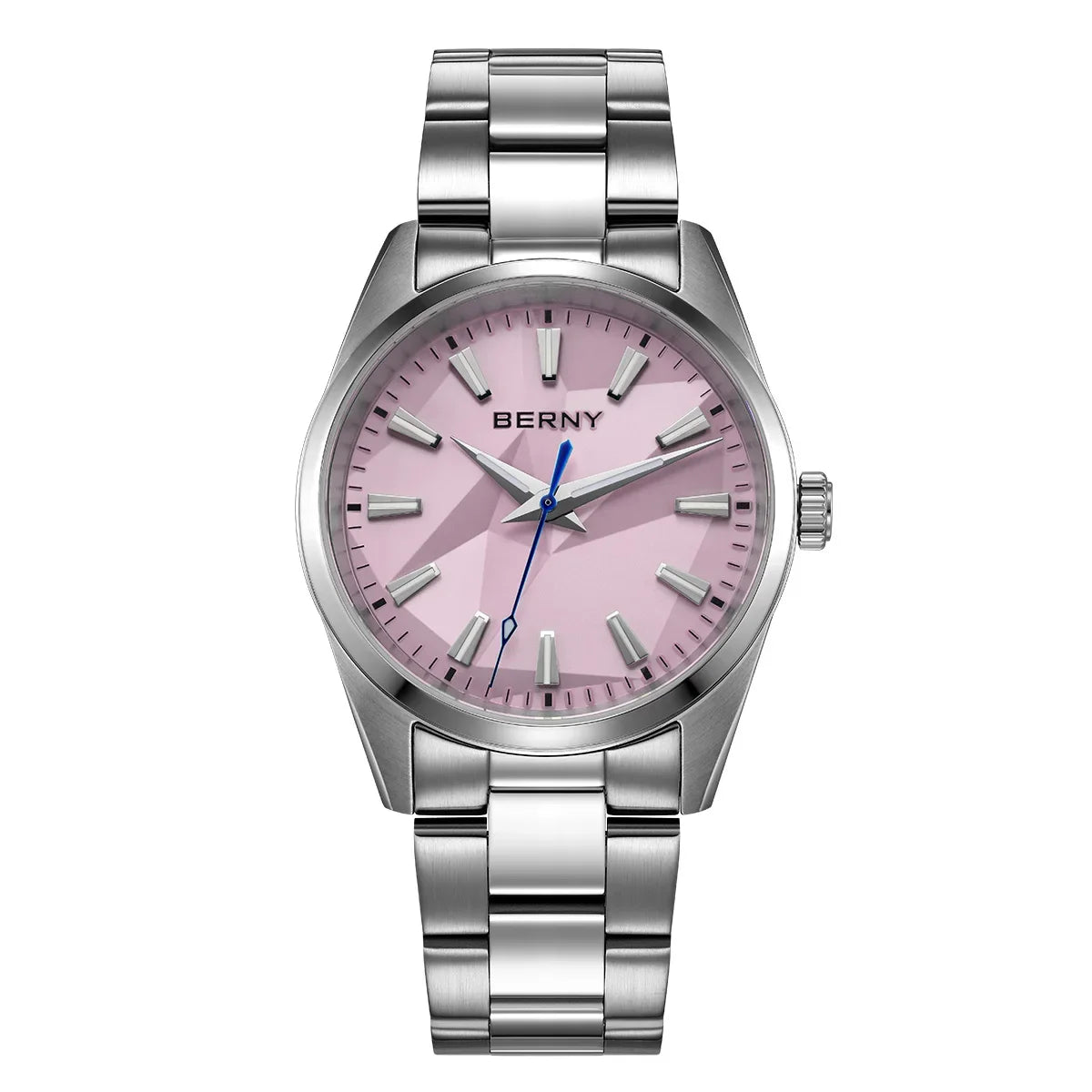 BERNY Quartz femmes montre cadran stéréo 39mm montre 100m étanche 316L acier inoxydable saphir AR lentille enduit